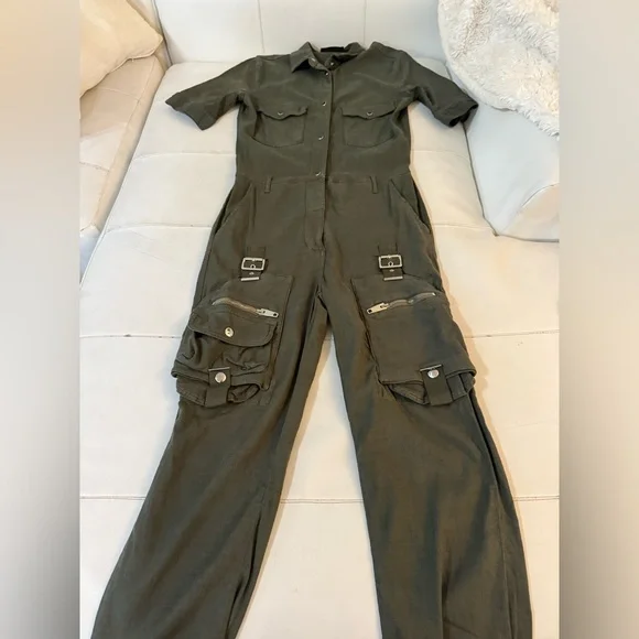 THE KOOPLES Paris linen stretch Military style cargo Jumpsuit XS - Picture 9 of 13